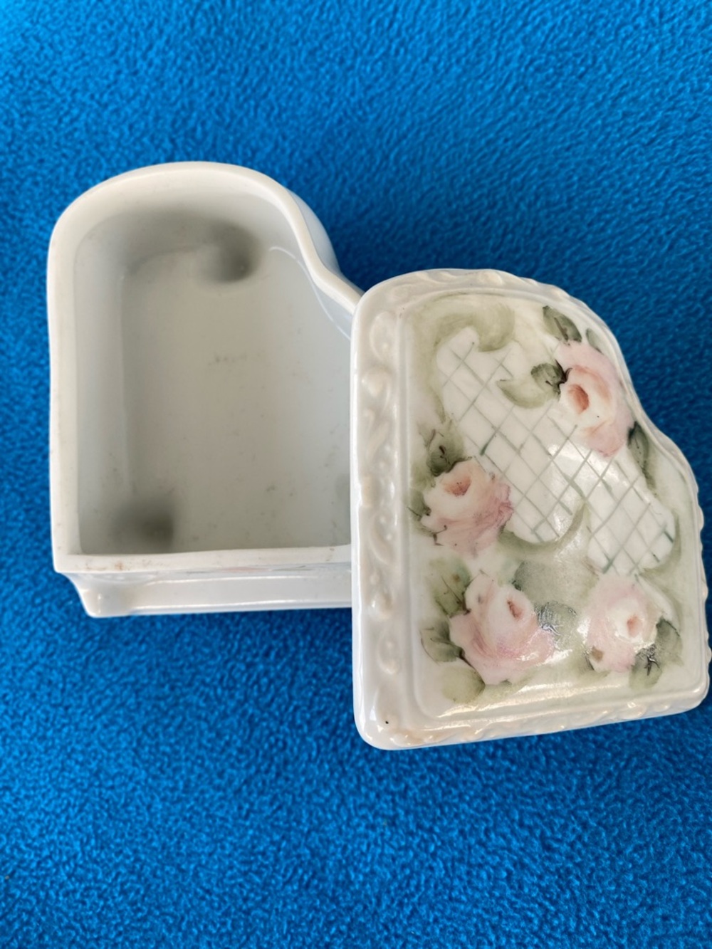 Piano Trinket Box Hand Painted Vintage- Porcelain